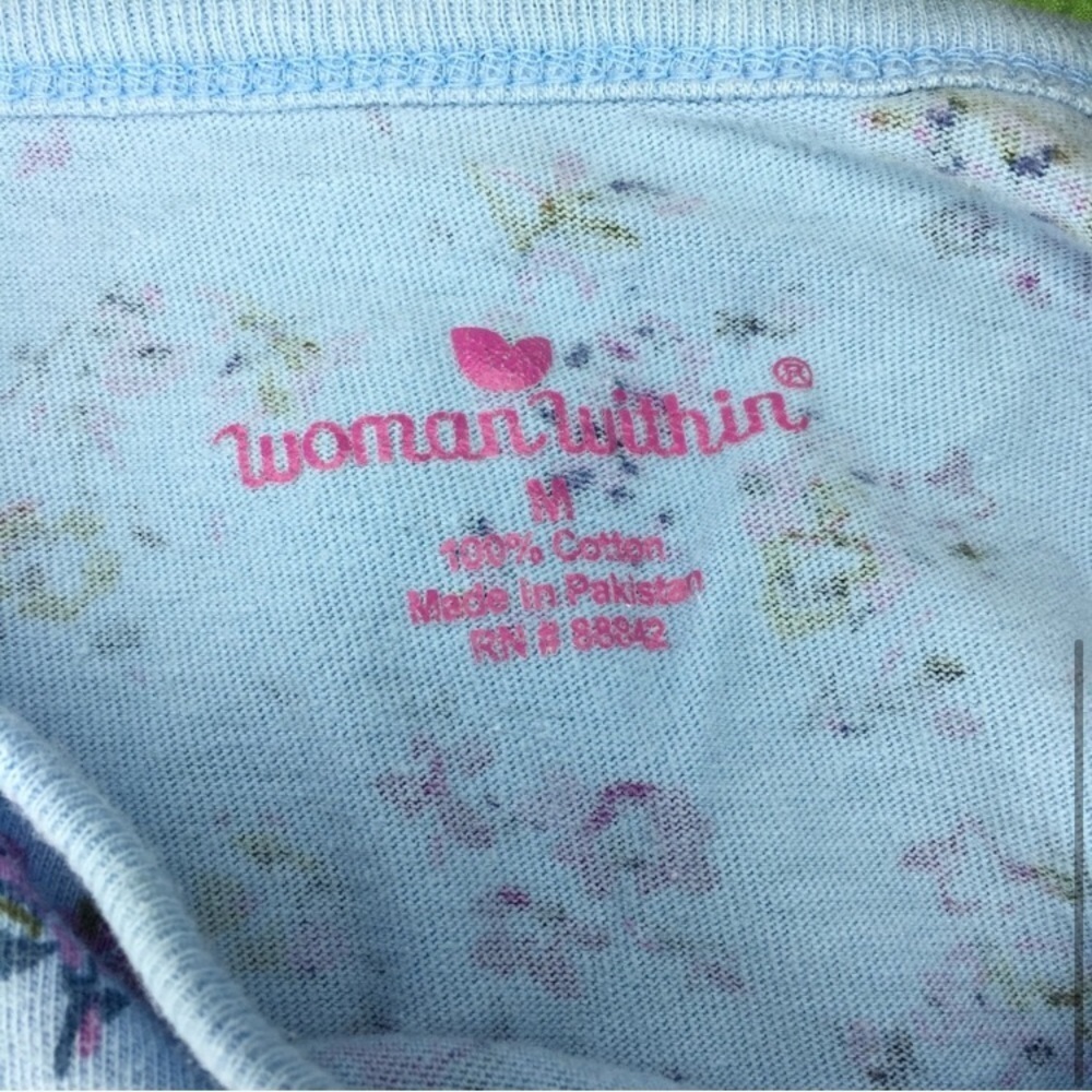 Woman Within Blue Floral Plus Size Top Medium - Picture 4 of 4